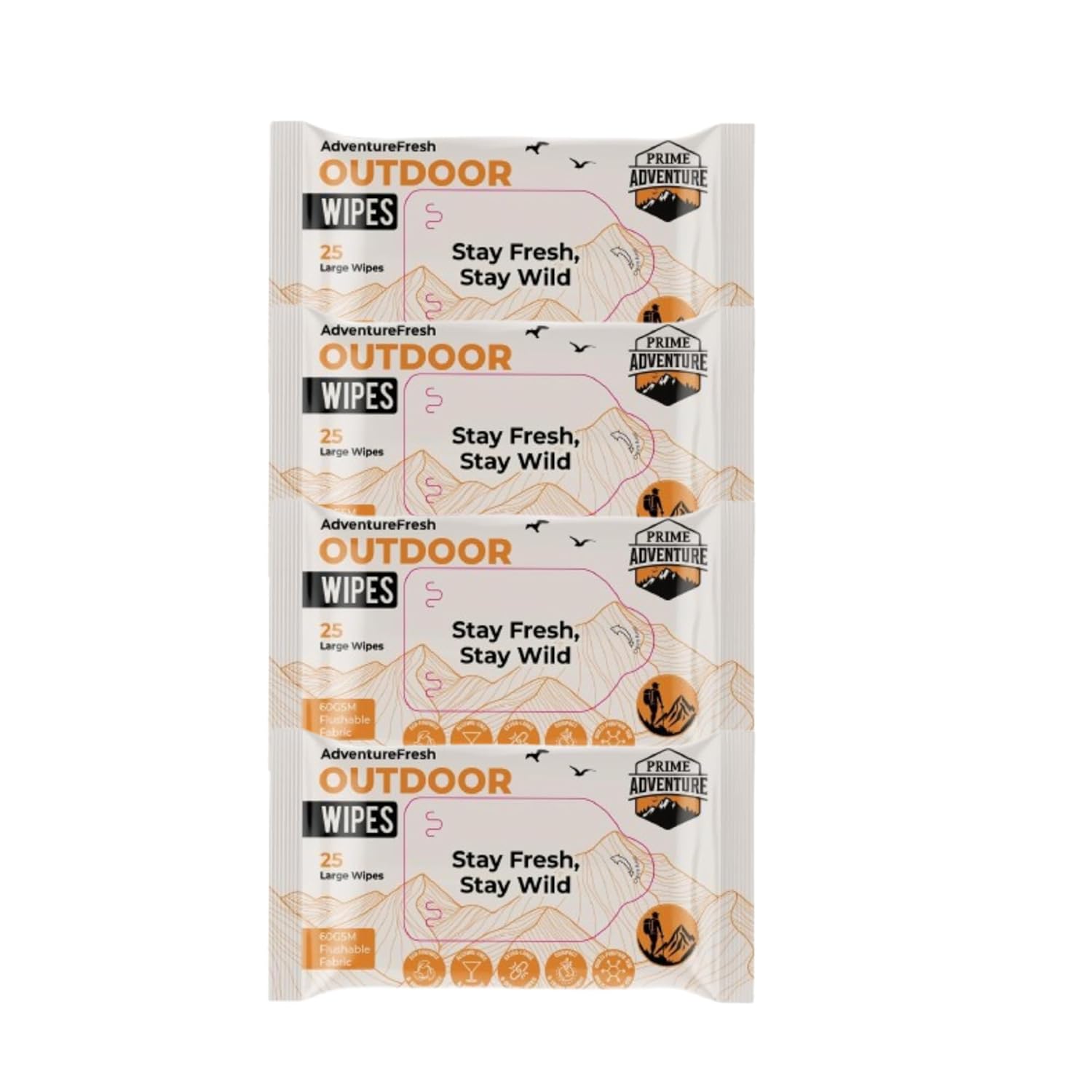 AdventureFresh Outdoor Wipes – Biodegradable, Alcohol-Free Body Wipes for Camping, Hiking & Travel – by Prime Adventure
