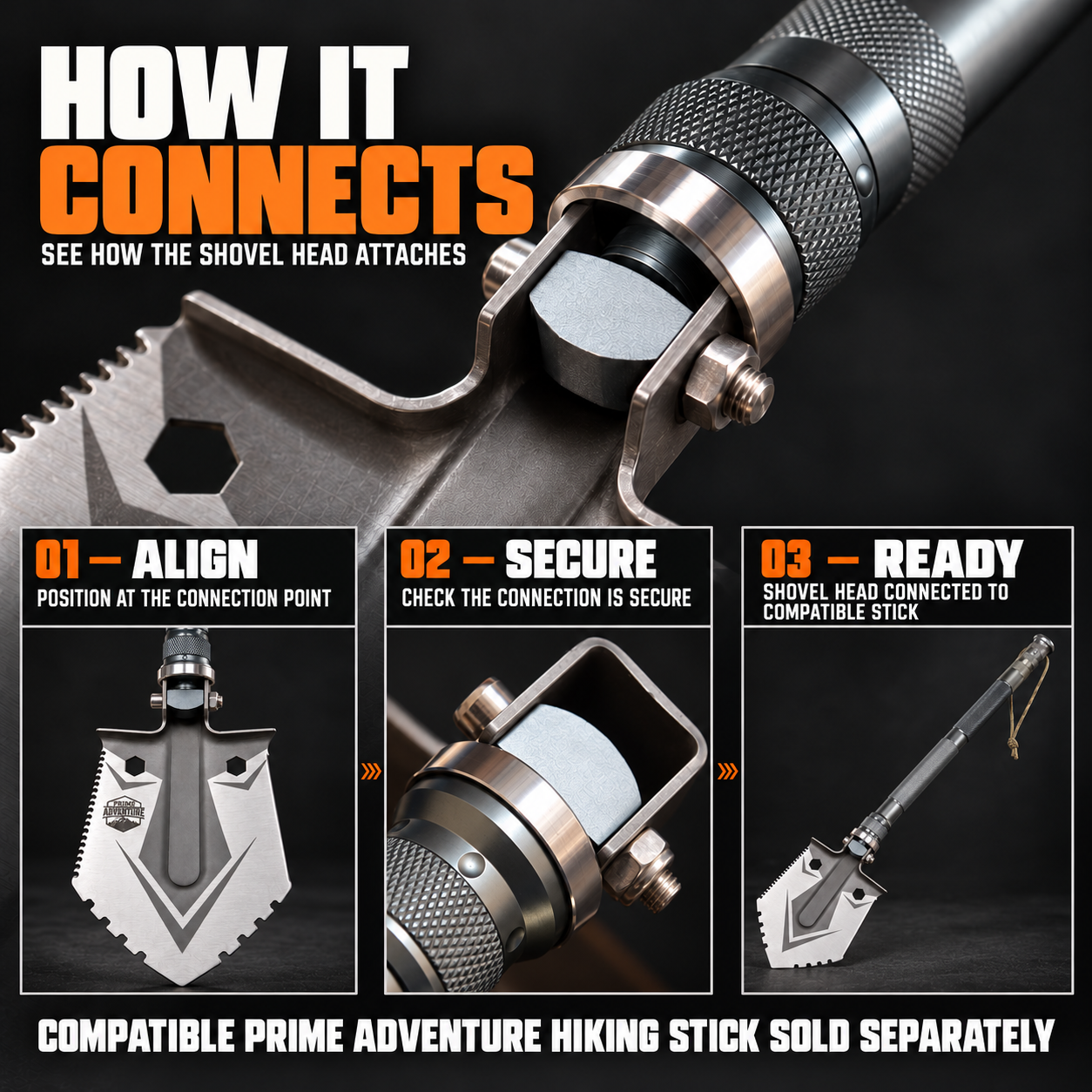 Shovel Head Attachment For Tactical Stick