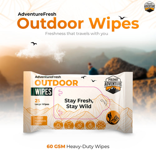 AdventureFresh Outdoor Wipes – Biodegradable, Alcohol-Free Body Wipes for Camping, Hiking & Travel – by Prime Adventure