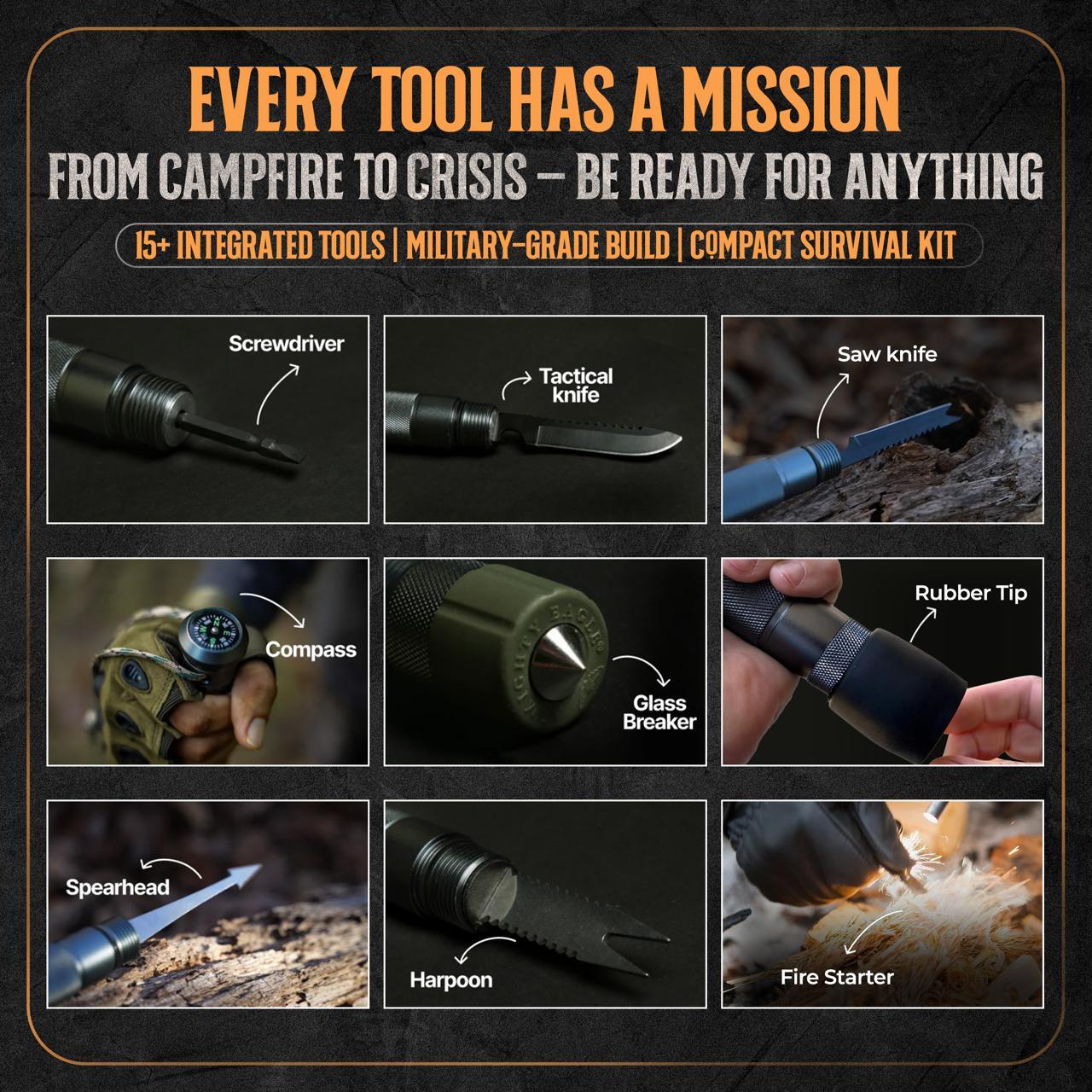 SWISS ARMY MULTI-FUNCTIONAL TACTICAL SURVIVAL STICK