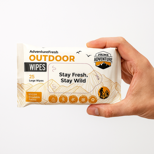 AdventureFresh Outdoor Wipes – Biodegradable, Alcohol-Free Body Wipes for Camping, Hiking & Travel – by Prime Adventure