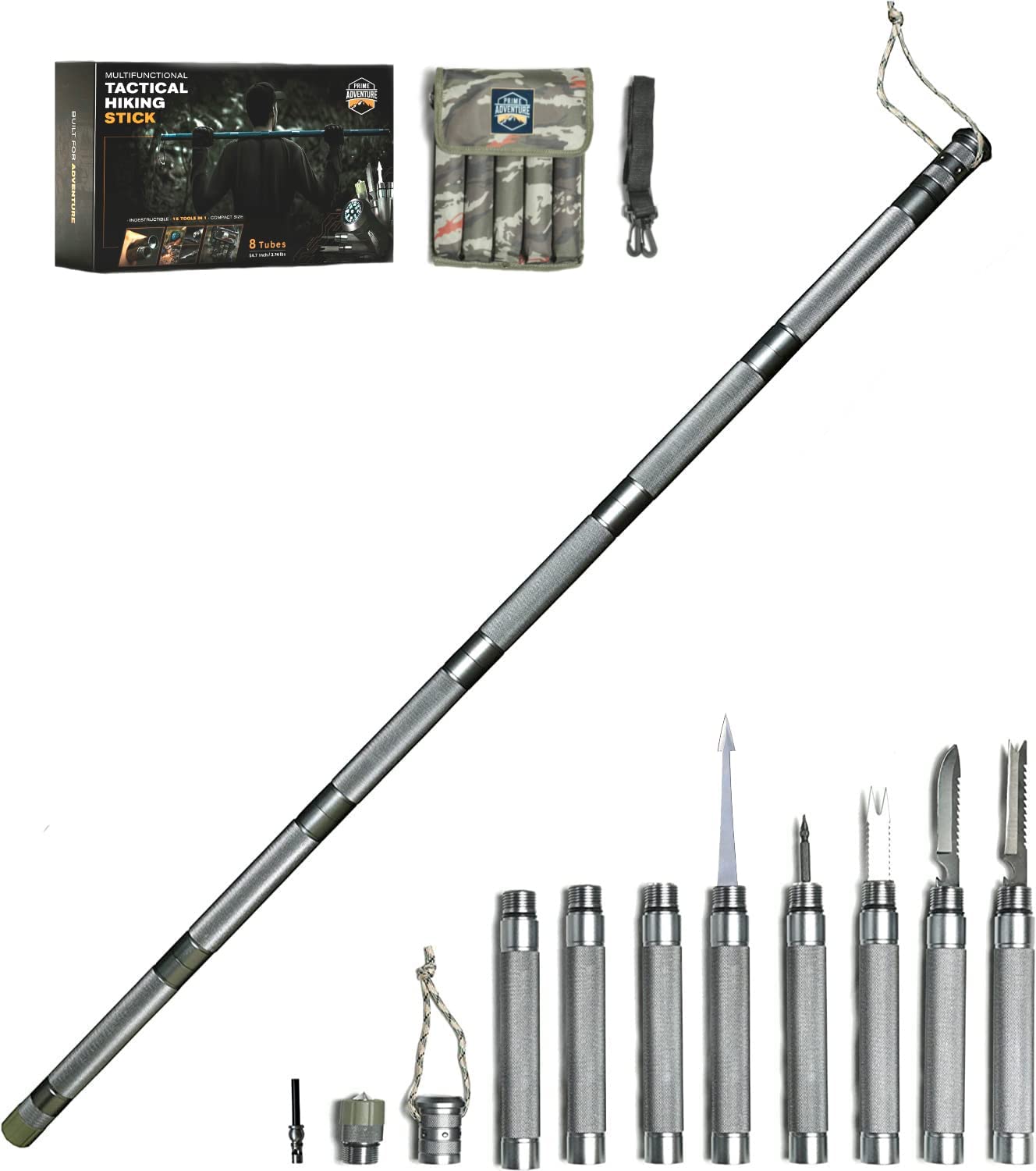 Tactical Walking Stick - Hiking Survival Staff