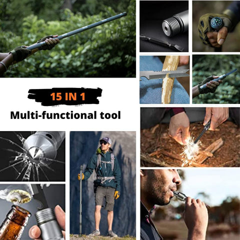 Tactical Walking Stick - Hiking Survival Staff
