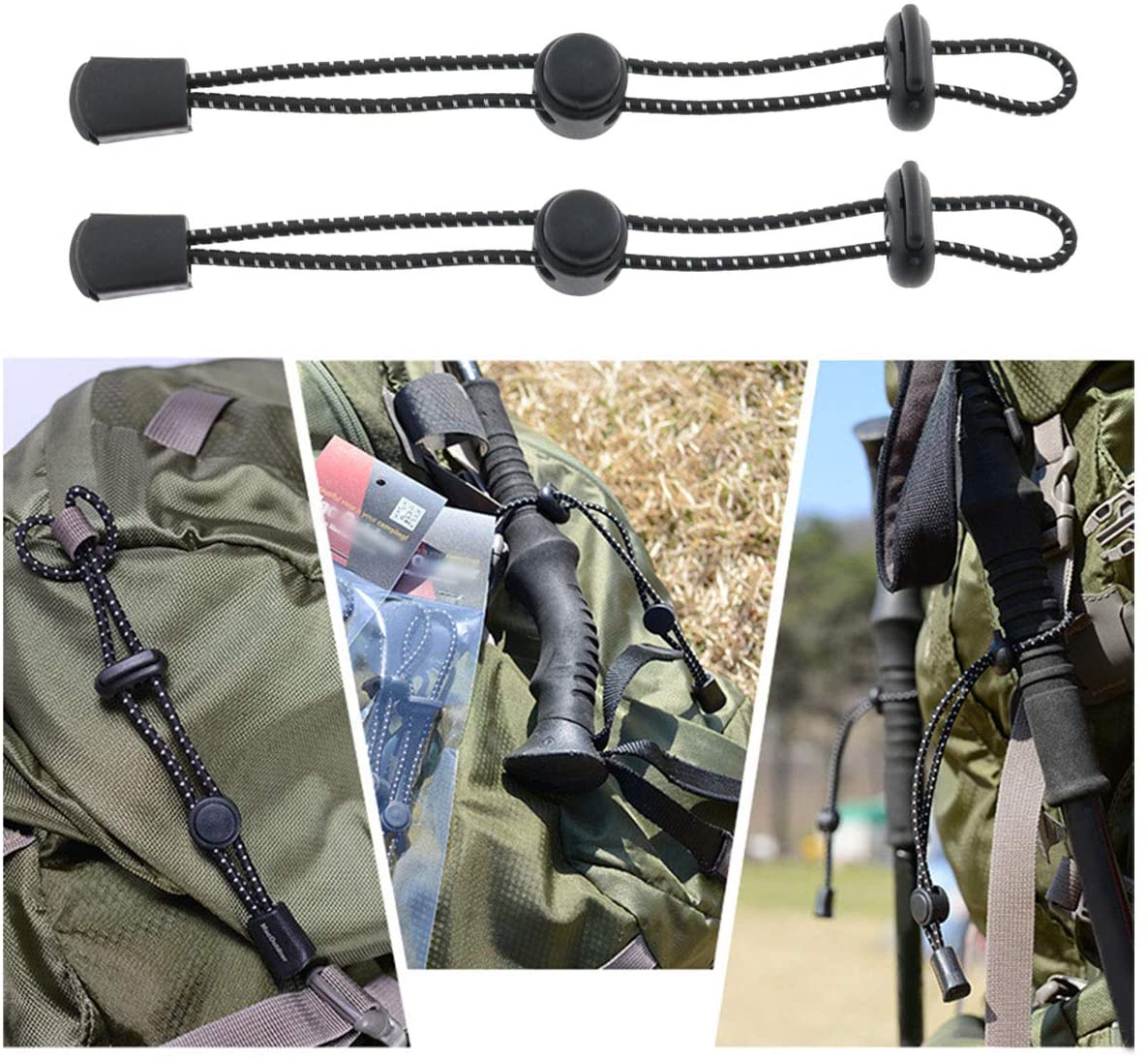adjustable backpack hiking stick Backpack Stick Holder Rope Elastic Clip